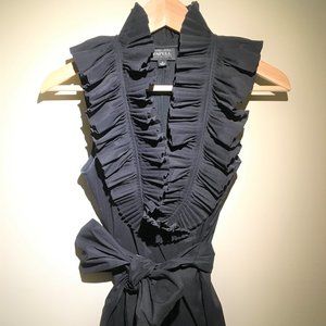 Adrianna Papell Black Ruffle Collar Blouse